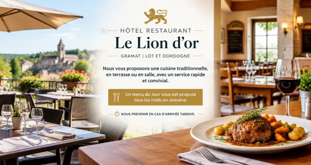 Restaurant | Gramat | Lot et Dordogne – Hôtel restaurant Le Lion d&rsquo;or