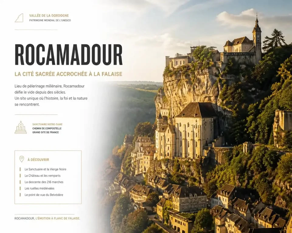Vue panoramique de la cité médiévale de Rocamadour dans le Lot