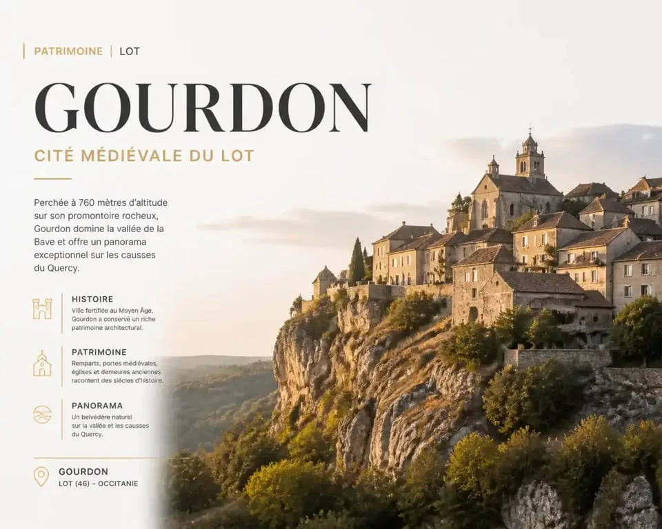 Cité médiévale de Gourdon, lieu idéal pour une location de vacances dans le Lot