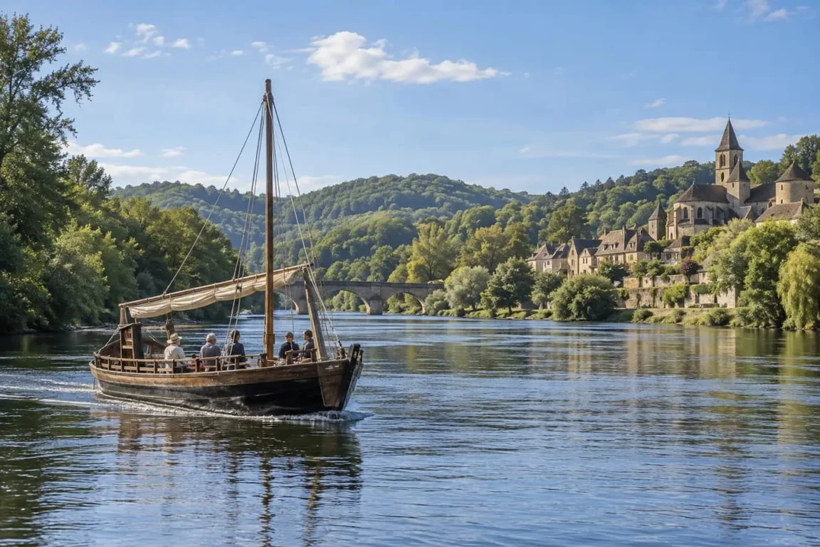 Tourisme autour de Beaulieu-sur-Dordogne : promenade en gabare sur la Dordogne
