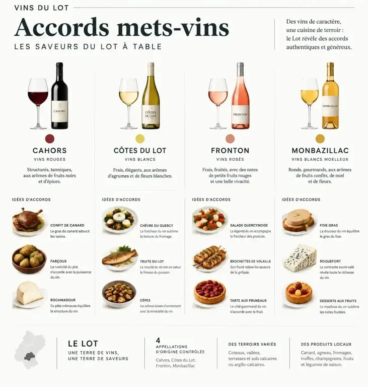 Guide des accords mets-vins pour les meilleurs vins du Lot