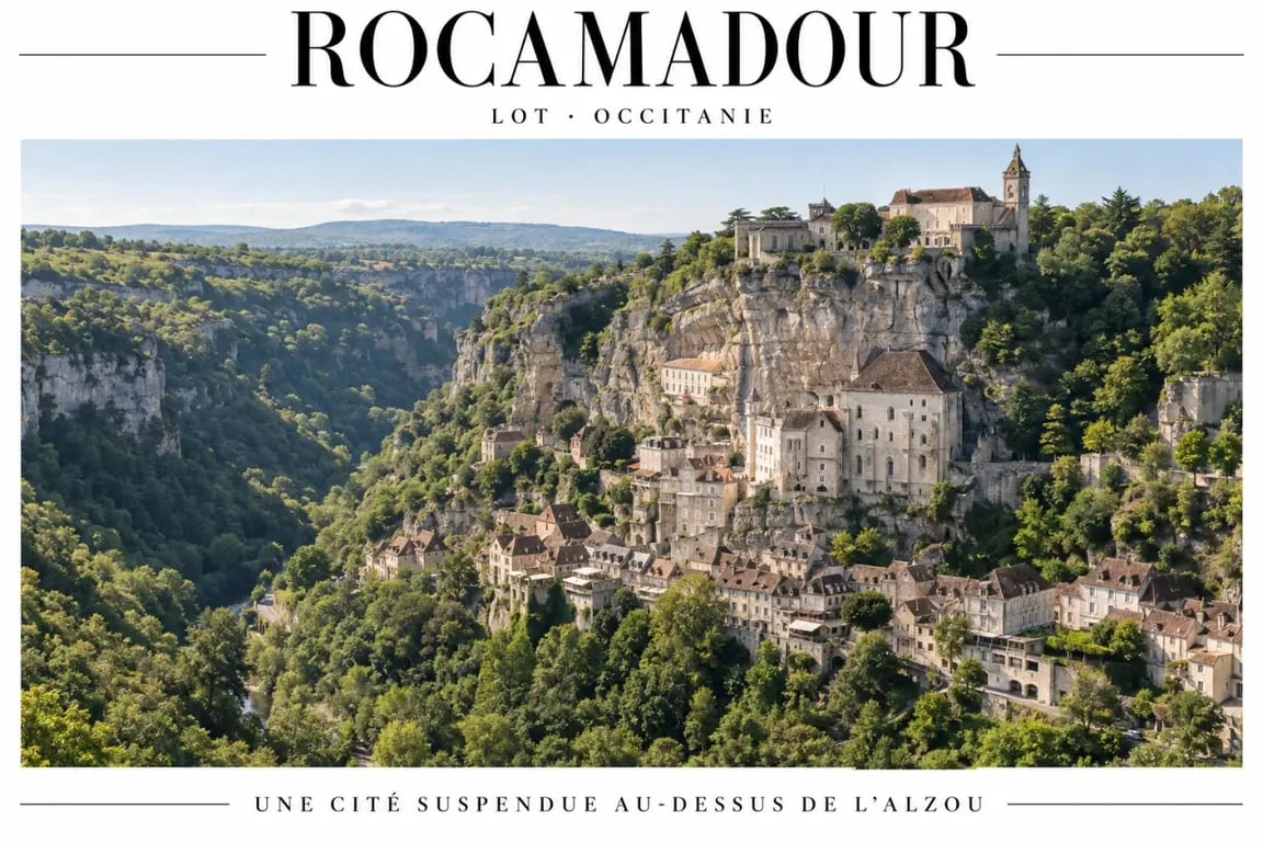 Rocamadour dans le département du Lot, cité médiévale sur la falaise