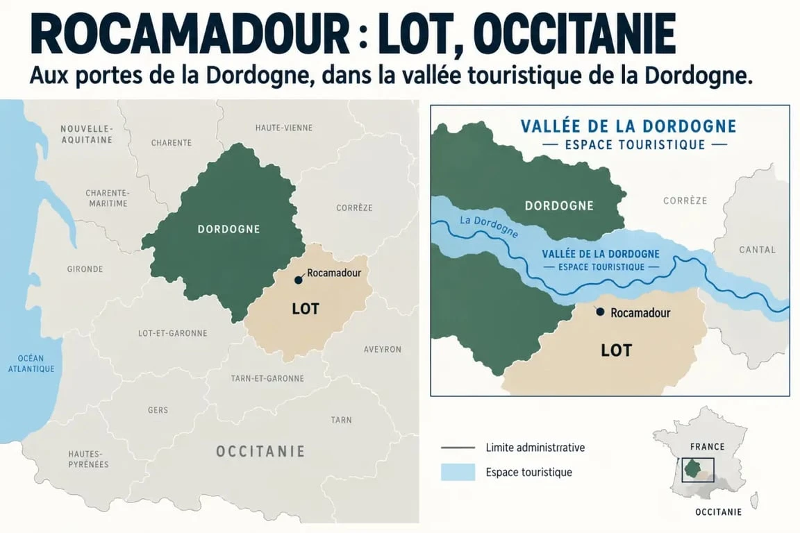 Rocamadour Lot ou Dordogne : distinction entre le département du Lot, la Dordogne et la vallée de la Dordogne