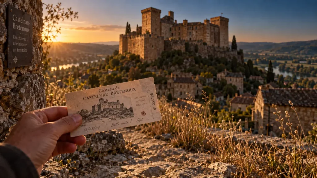 Les plus beaux châteaux du Lot : château de Castelnau-Bretenoux au coucher du soleil