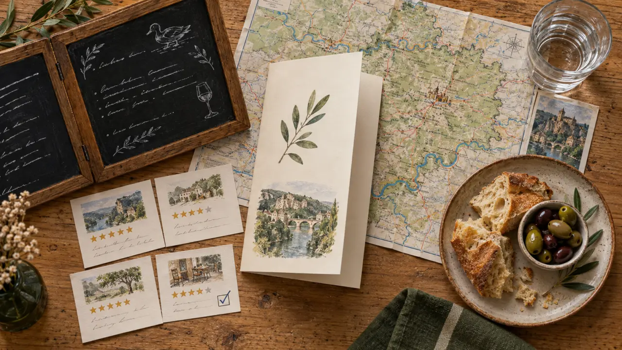 Restaurants Cahors Lot : table avec menu et avis de réservation