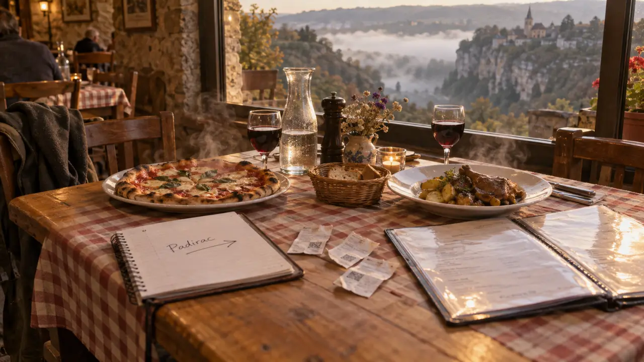 Restaurants Padirac Lot près du Gouffre : table et menus au restaurant