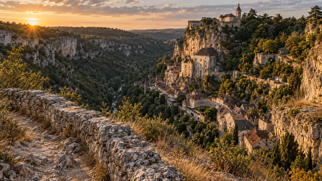 Rocamadour département lot : belvédère sur la cité médiévale