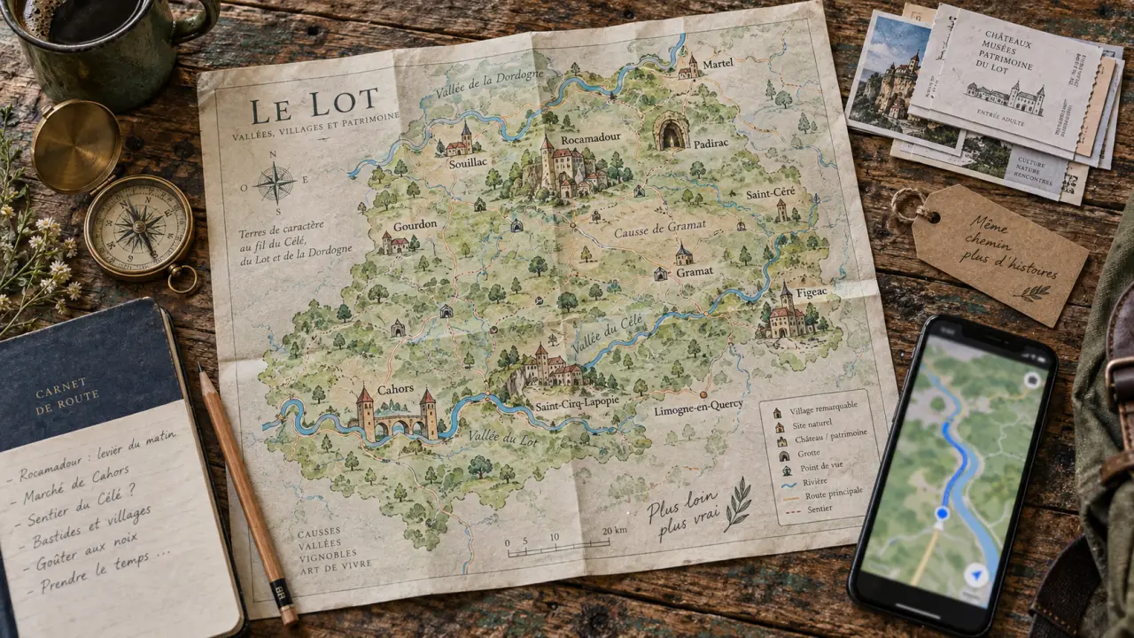 Carte des châteaux du Lot et circuits de visites