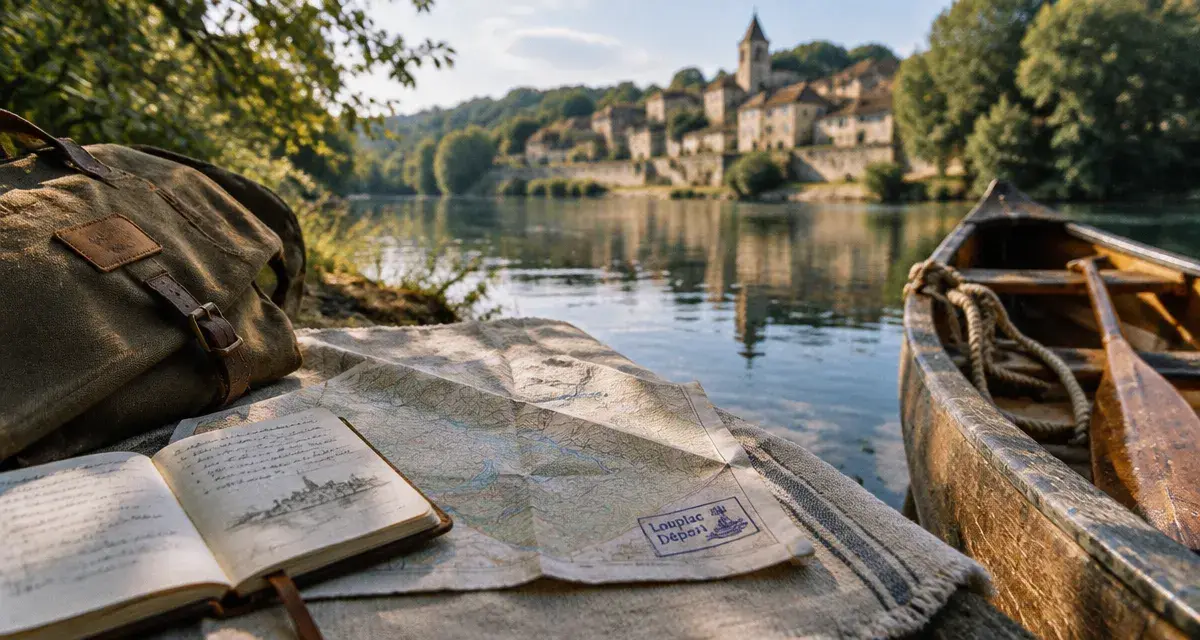 Loupiac Lot tourisme : guide et canoë au bord de la rivière, départ pour la vallée de la Dordogne
